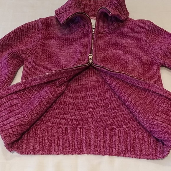 Roots Girl Double Zippered Purple Sweater Size 10 - Picture 8 of 10